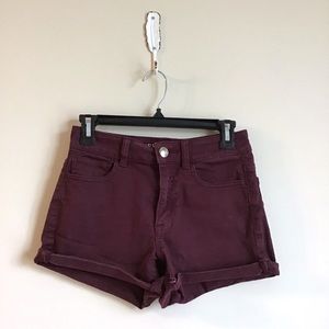 dark purple denim shorts